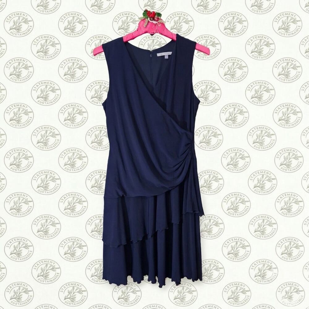 Y2K Plus Hoco LUXE by Carmen Marc Valvo Navy Tiered Ruffle 16W Dress Chic Event